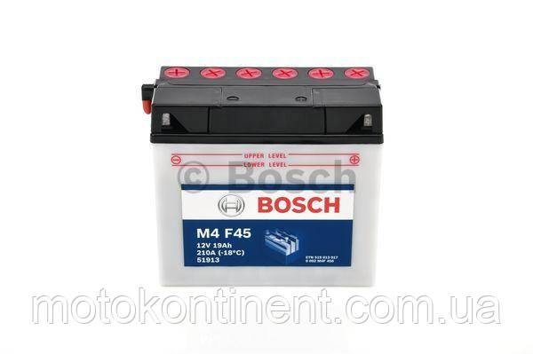 Мото акумулятор BOSCH M4 FRESH PACK ПРАВ [+] 12V 19AH 170A 186*82*171 Bosch 0092M4F450
