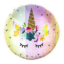 Фольгована кругла кулька "Одноріг квітковий"18" Китай