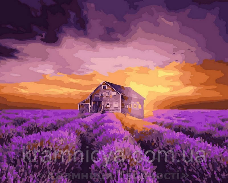 Картина за номерами 40x50 Захід сонця над лавандовим полем, Rainbow Art (GX29807)
