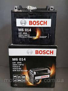 Мото акумулятор BOSCH M6 AGM ЛЕВ [+] 12V 10AH 150A 150x87x130 Bosch 0092M60140 (YTX12-BS / ETX12-BS)