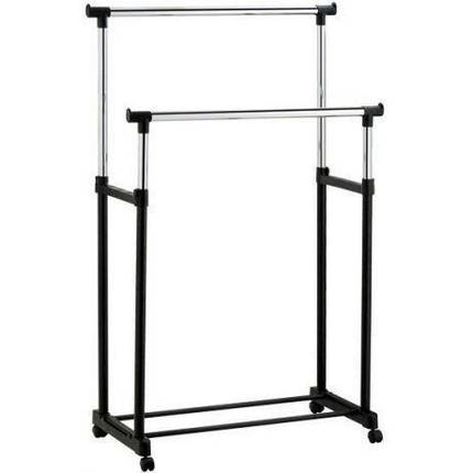 Телескопічна подвійна вішалка для одягу і стійка для взуття Double Pole Clothes Horse, фото 1