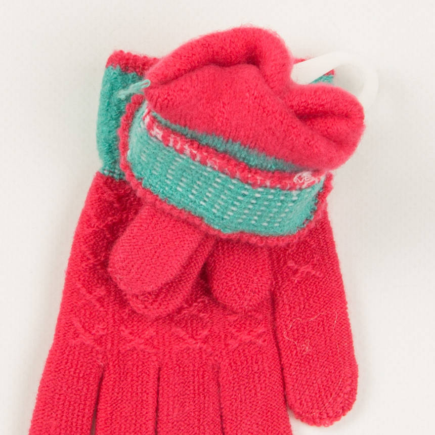 Рукавички демісезонні для дівчаток на 2-3 роки - 19-7-1 - Кораловий, фото 2