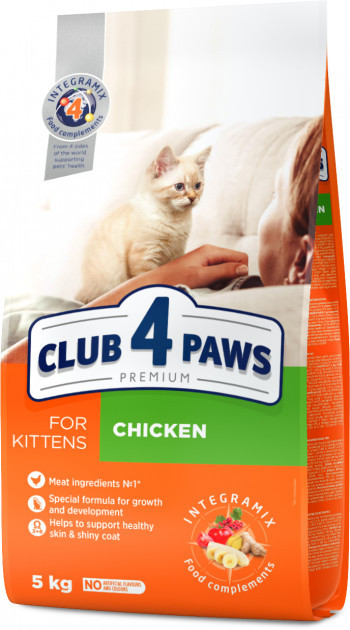 Club 4 Paws Premium Клуб 4 лапи сухий корм для кошенят, з куркою 5 КГ