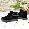 Черевики жіночі замшеві на плоскій товстій підошві, фото 3