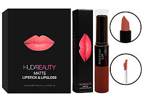 Подвійний блиск і помада Huda Beauty Lipstick & Lipgloss