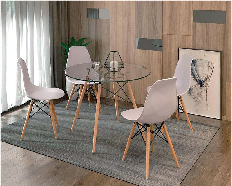 Круглий скляний стіл Eames (Імз) 80 см, дизайн Eames DSW Table