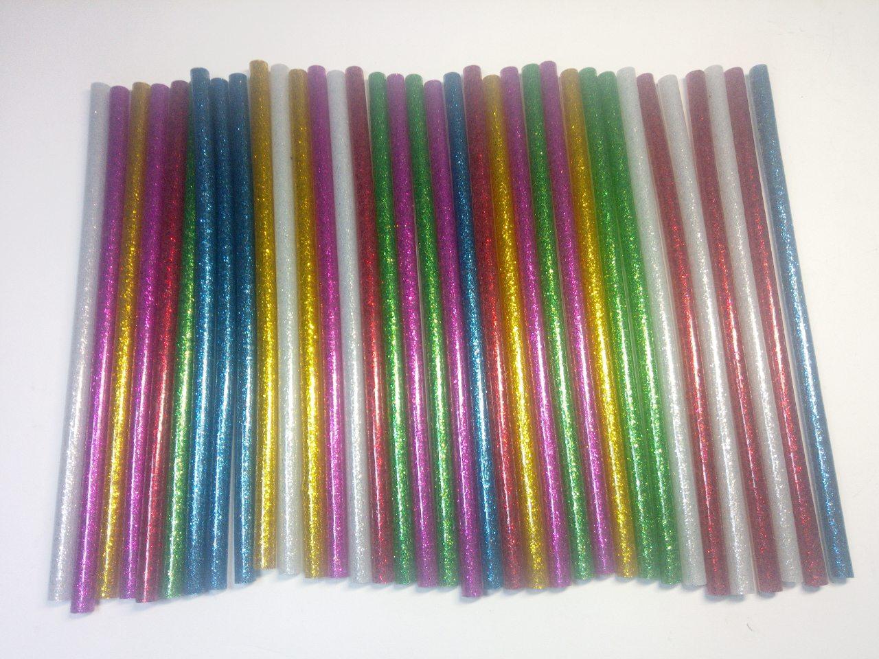 Комплект клейових стрижнів із блискітками, кольоровий 7 мм 18 см