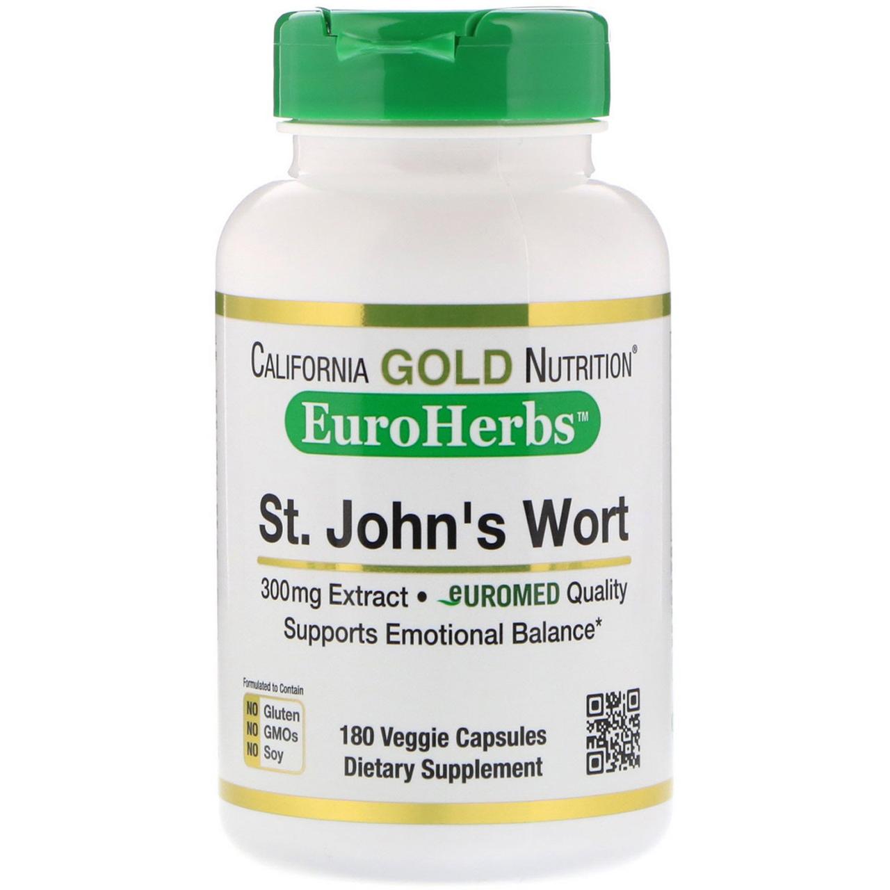 Екстракт звіробою, EuroHerbs, California Gold Nutrition, 300 мг, 180 капсул