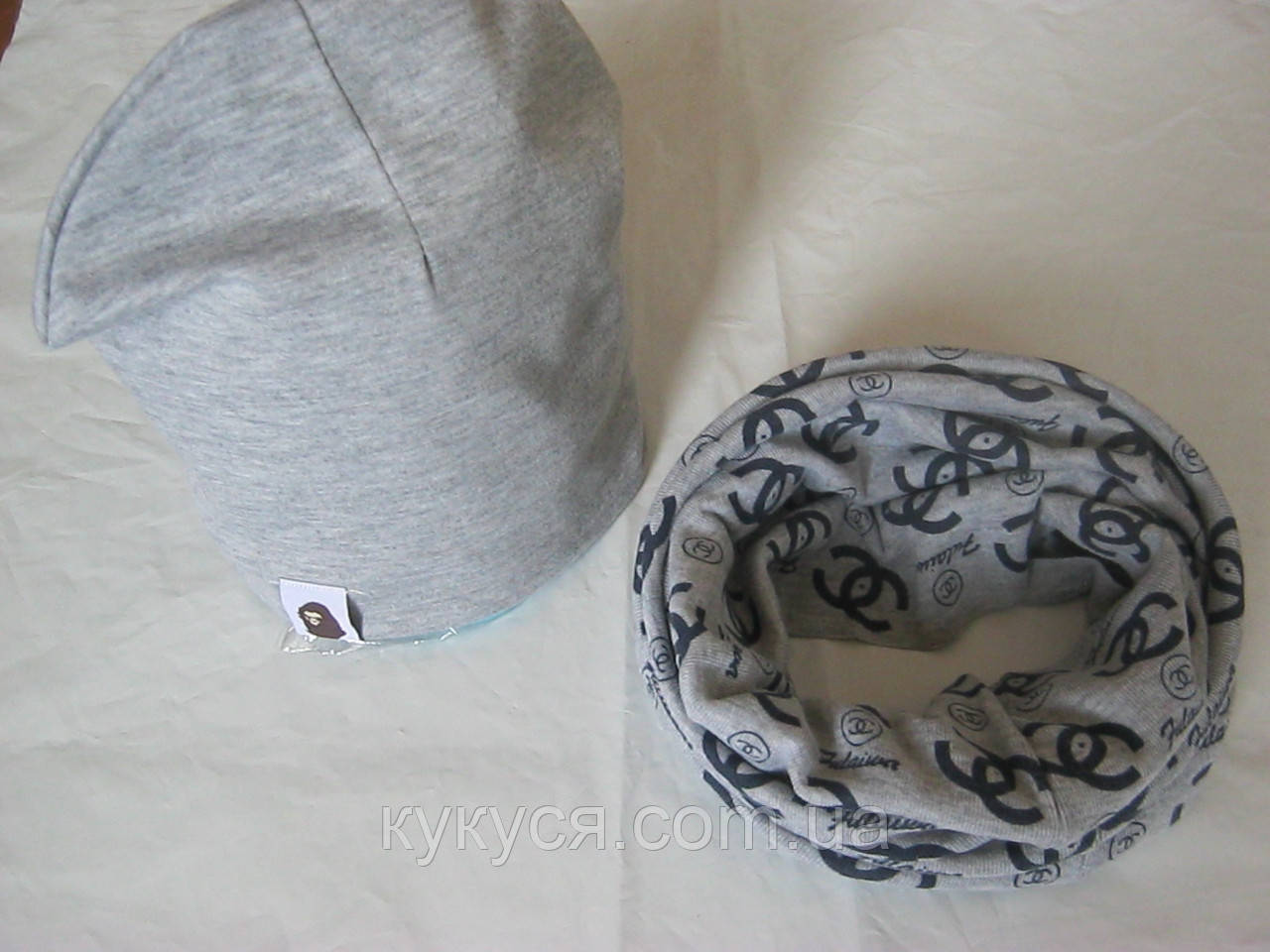 Набірчик світло-сірий шапка + хомут
