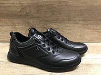 Чёрные мужские кроссовки из натуральной кожи ТМ EXTREM 2342/05.1