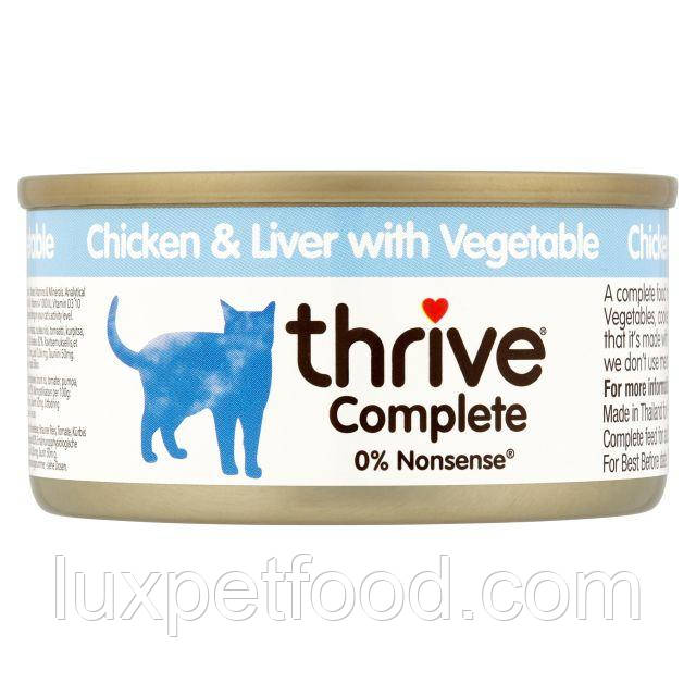 Thrive Complete Chicken and Liver Veg — повнораць вологий корм для котів курка печінка овочі 75 г