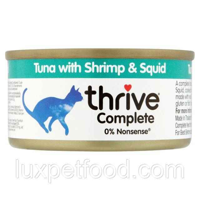 Thrive COMPLETE TUNA WITH SHRIMP SQUID - полнорац вологий корм для котів тунець креветка кальмари 75г