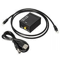 Перехідник-конвертер оптичного звуковий сигнал аналоговий RCA Toslink, USB