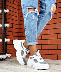 Кросівки жіночі білі шкіряні на платформі масивної товстої підошві 39р