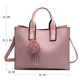 Модна жіноча сумка-шопер. Сумка тоут жіноча класична (рожева), фото 2