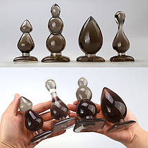 Анальна пробка 3.4 см ялинка силіконова м'яка Leten Oxi, фото 3