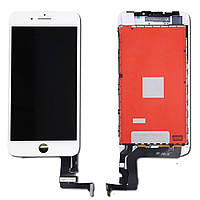 Дисплей для iPhone 8 Plus, модуль в сборе (экран и сенсор), с рамкой, белый, переклеено стекло, LG