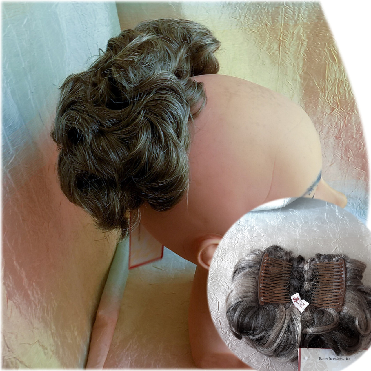 Шиньйон накладка коротка на гребінцях сивий мікс 988-8/101, фото 1