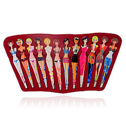 Набір скошених пінцетів з 12 шт на бархатистій підставці Christian CTW-113