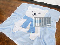 Вязаный с подкладкой детский плед одеяло 90*80 для новорожденных малышей детей ребёнку в коляску 4952 Голубой