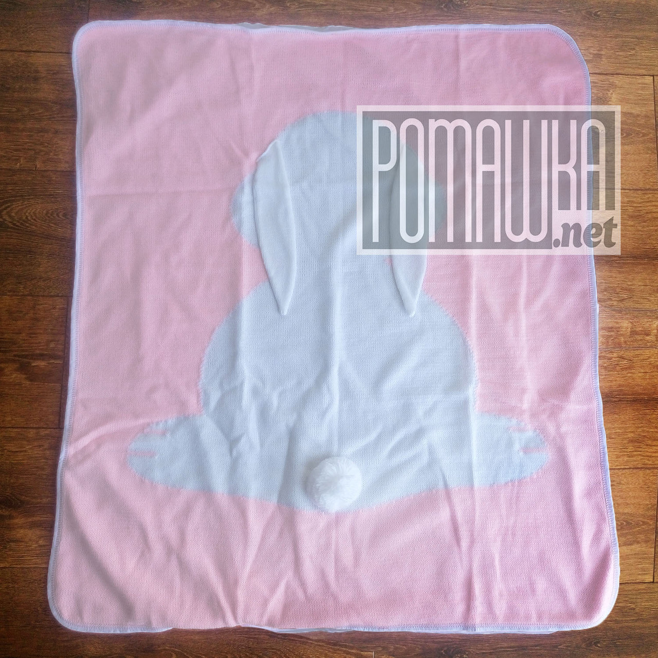 Вязаный с подкладкой детский плед одеяло 90*80 Зайка для новорожденных малышей детей в коляску 4953 Розовый - фото 2 - id-p1042241302