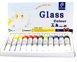 Набір акрилових фарб для розпису скла 12 кольорів