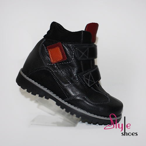 Черевики демісезонні шкіряні на липучках чорного кольору для хлопчиків «Style Shoes» 27 розмір, фото 1