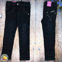 Темно сині джинси з флісом для дівчаток Розміри: 5,6,7,8,9,10 років (9048)