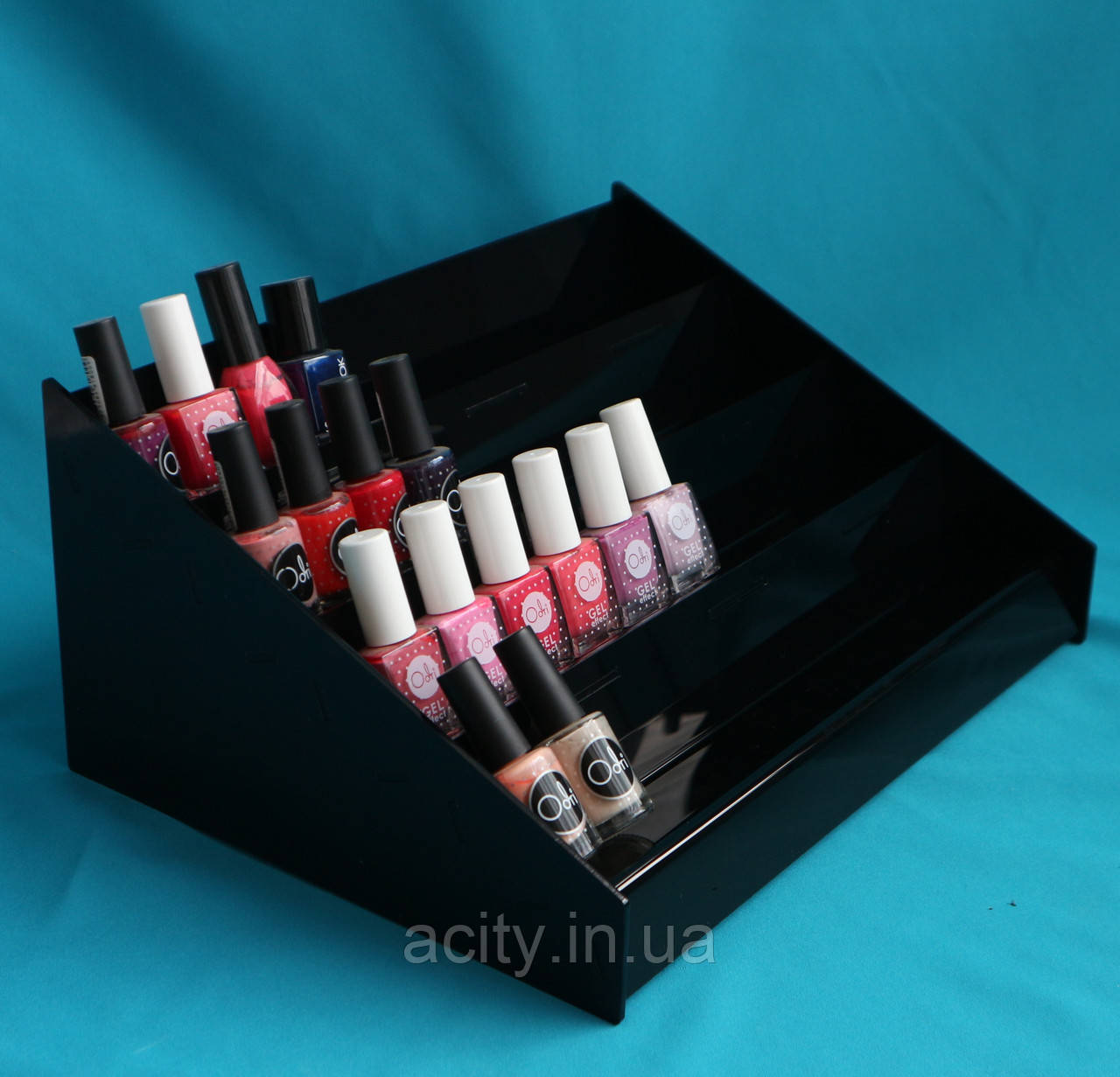 Акрилова стійка для гель-лаків (355×165×265 мм, чорна), фото 1