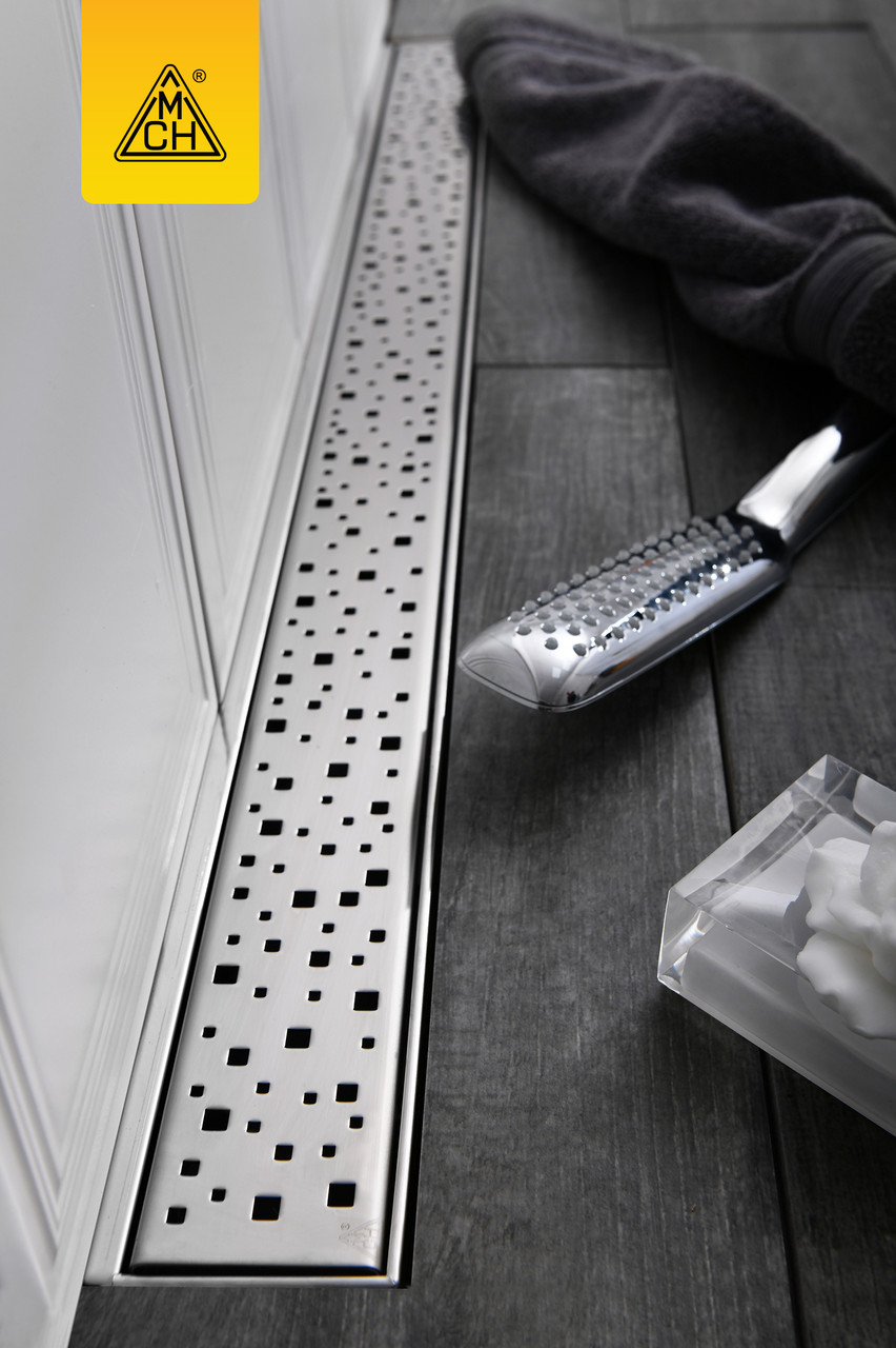 Душовий канал МСН з вертикальним фланцем, решітка Квадрати, сифон DN40, h65 мм, L850 мм, CH-850SN3