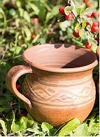 Чашка ГончарКа ручной работы глиняная молоченная 300 мл. терракотовая