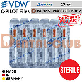 Ц-Пілот файли стерильні ВДВ (VDW STERILE C-PILOT Files)  у блістері по 6шт. ISO №12.5, L19 mm