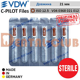 Ц-Пілот файли стерильні ВДВ (VDW STERILE C-PILOT Files)  у блістері по 6шт. ISO №12.5, L21mm