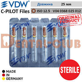 Ц-Пілот файли стерильні ВДВ (VDW STERILE C-PILOT Files)  у блістері по 6шт. ISO №12.5, L25mm