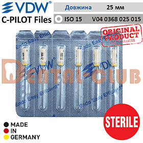 Ц-Пілот файли стерильні ВДВ (VDW STERILE C-PILOT Files)  у блістері по 6шт. ISO №15, L25mm