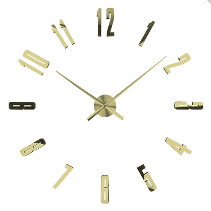 Настінний годинник 3D 130 см NC (Чехія) Арабські4-G великий золотистий