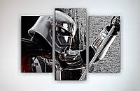 Большая модульная картина Star Wars Дарт Вейдер Darth Vader 90х60 из 3х частей