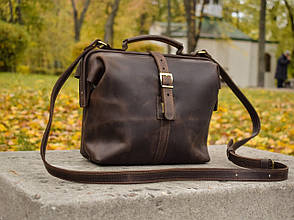 Сумка-портфель на рамці універсальна "Classic" ручна робота із натуральної шкіри Crazy Horse