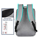 Рюкзак чоловічий міський для ноутбука з USB портом (чорний), фото 6