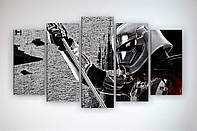 Картина на стену в интерьер для мальчика Звездные войны Star Wars 125х70 из 5 частей