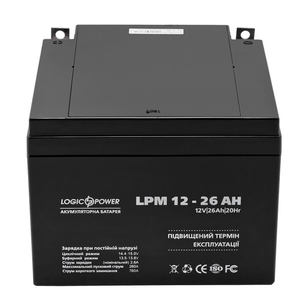 Акумуляторна батарея LogicPower LPM 12V 26AH (LPM 12 - 26 AH) AGM, для дитячого електротранспорту, фото 1