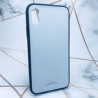 Силиконовый чехол Glass case со стеклянной задней панелью на iPhone X/Xs :: Белый