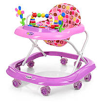 Детские ходунки каталка «Bambi» M 3619 Фиолетовый (музыка, свет, игровая панель, силиконовые колеса)