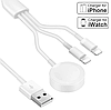 USB кабель Primo 3in1-01 Lightning + Lightning + зарядний пристрій для Apple Watch, фото 2