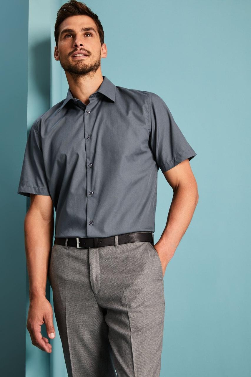 Рубашка для официанта мужская темно-серая с коротким рукавом Atteks - 02318 - фото 1 - id-p1042780185