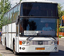 Производство и замена лобового стекла триплекс на автобусе Van Hool T815 Acron  в Никополе (Украина). 2