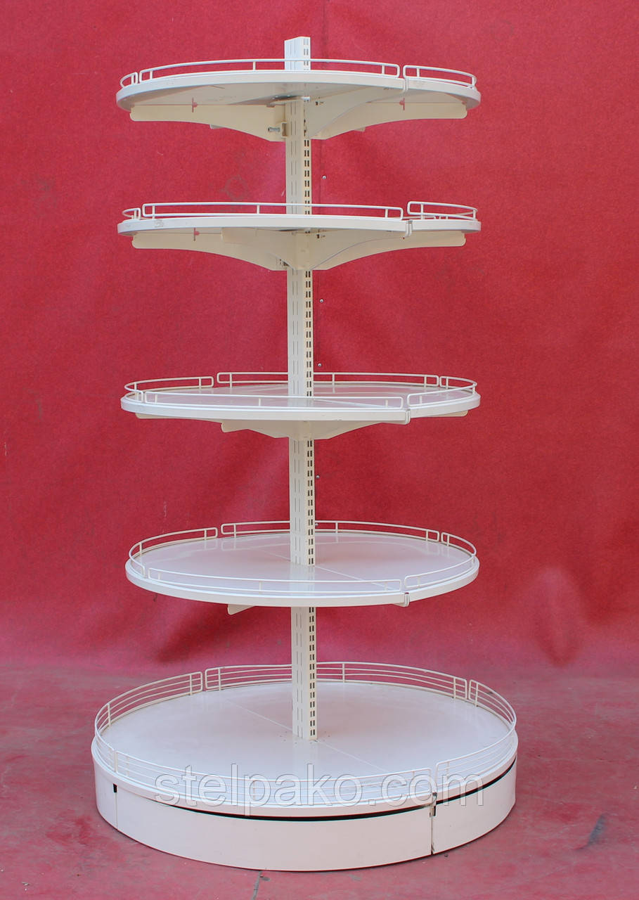 Торговий острівний стелаж «Колумб» 200х50 см., кремово-білий, Б/у, фото 1