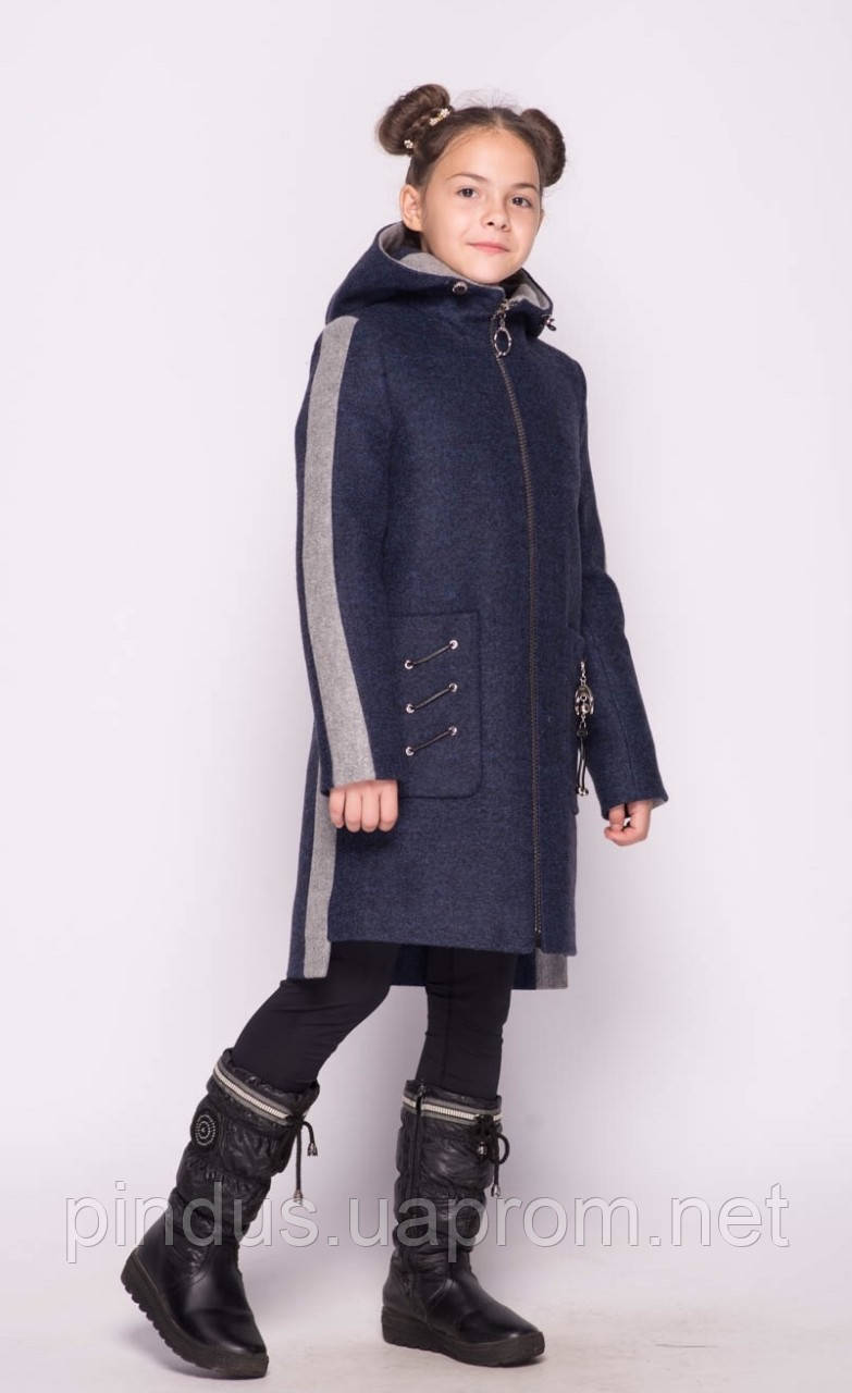 Кашемірове пальто для дівчинки 134 140 утеплене Дитяче вовняне пальто