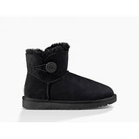 Угги женские UGG Australia Mini Bailey Button II Black . Угги женские мини с пуговицей Черного цвета