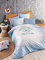 Постельное белье Beverly Hills Polo Club BHPC ранфорс 019 Blue Двуспальный евро комплект